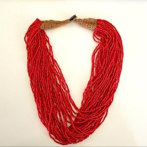 Coral Red Beaded Necklace